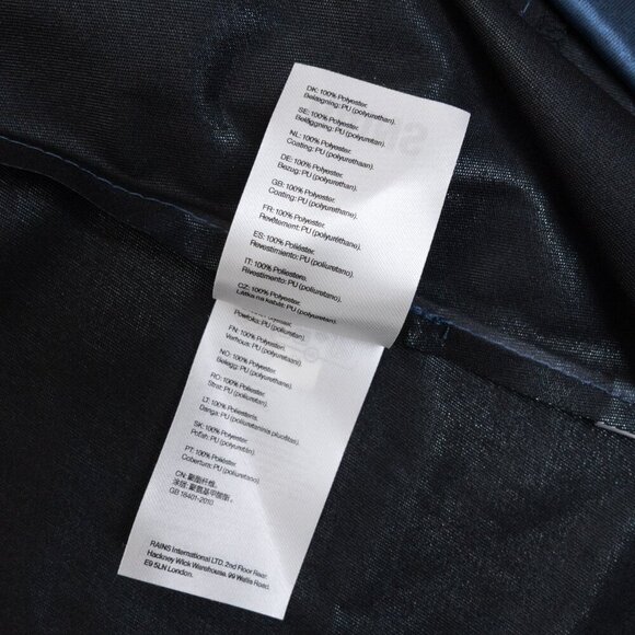 RAINS A-Line Waterproof Hooded Rain Jacket in Sonic Blue Metallic XS - Picture 14 of 15